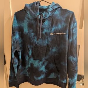 Champion Black and Blue Tie-Dye Hoodie XL Read Description